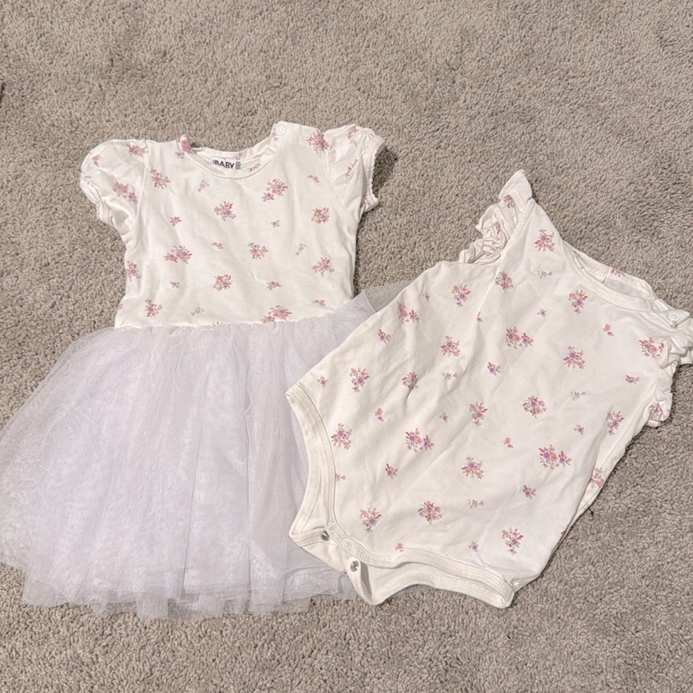 Two Onesies 
Sizes 18-24 M Same foral